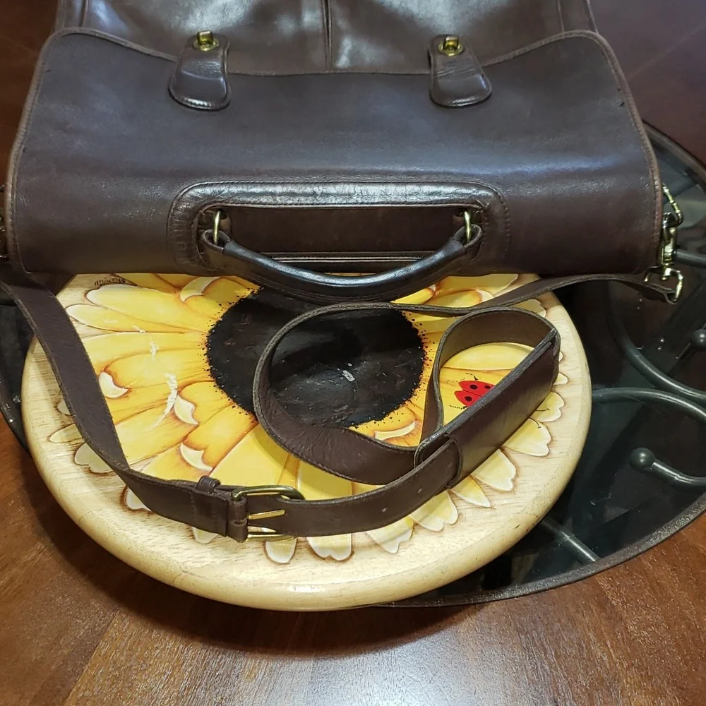 💘🖤💘 Green Fields Shafmaster Brown Full Grain Leather Messenger Barrister Bag